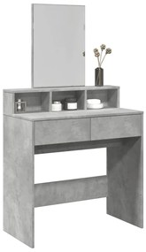 betonszürke fésülködőasztal tükörrel 80 x 41 x 144,5 cm