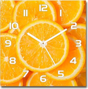 Üveg falióra szögletes Narancs szeletek 30x30