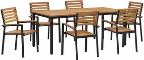 vidaXL Kert étkező szett 7 pcs Fekete Tömör Akácfa