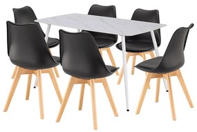 Ravena 6+1 étkező garnitúra fehér-fekete