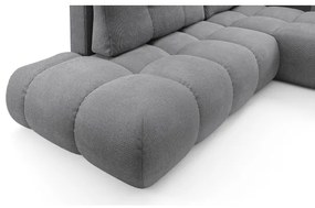 Kihúzható, kárpitozott L-alakú sarokülőgarnitúra ALMADA, jobb oldali, szürke