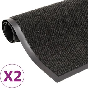 vidaXL 2 db fekete négyszögletes bolyhos szennyfogó szőnyeg 60 x 90 cm