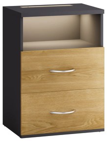 Casaria® Jamie éjjeliszekrény - fa/szürke