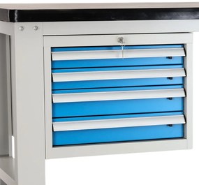Műhelyasztal Solid MDF-41, 210 cm, 2x függő doboz, fekete