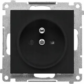 Simon 55 Szimpla Fali Aljzat Süllyesztett Földelés Fekete Matt