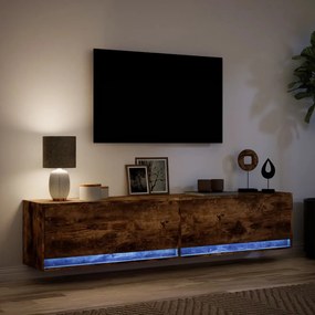 füstös tölgy falra szerelhető TV-szekrény LED-del 180x31x38 cm