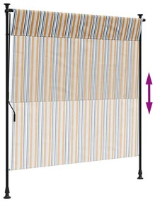 sárga és fehér szövet és acél kültéri roló 150 x 270 cm