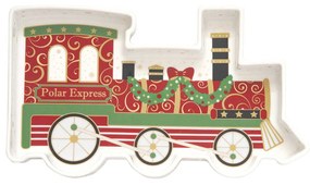 Karácsonyi porcelán kisvonat alakú tálca Polar Express