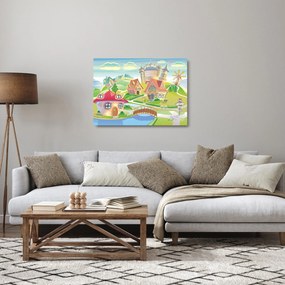 Kép - színes város (üvegen) (70x50 cm)