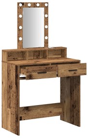 Piperasztal LED világítással - Vintage fa stílus, 79x41x140 cm