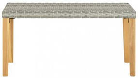 szürke polyrattan és tömör akácfa kerti pad 120 cm