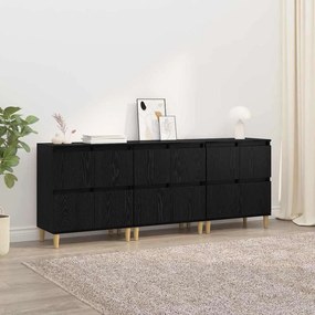 Oldalszekrények 3 pcs Fekete tölgy 60 x 35 x 70 cm Faanyag