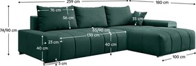 Univerzális ülőgarnitúra, smaragdzöld, VEZAN ROH