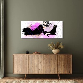 Kép - Nő egy fekete macskával (120x50 cm)