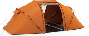 Outsunny alagútsátor 4–6 személyes – 2000 mm vízoszlopos, vízálló családi kempingsátor varrott talajrésszel és bejárattal – narancssárga | Aosom