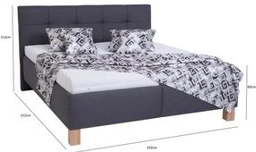 MARIA kárpitozott ágy matraccal és tágas tárolóhellyel, 180x200 cm, szürke