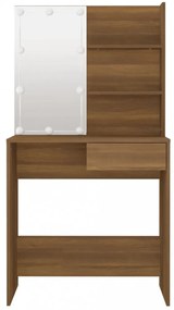 barna tölgyszínű LED-es fésülködőasztal 74,5 x 40 x 141 cm