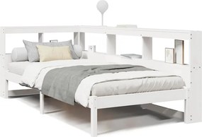 vidaXL fehér tömör fenyőfa könyvespolcos ágy matrac nélkül 75 x 190 cm