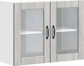 vidaXL Konyhai fali szekrény üvegajtóval Lucca szürke sonoma műfa