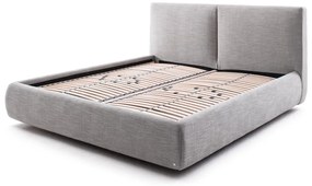 Szürke kárpitozott franciaágy tárolóhellyel ágyráccsal 180x200 cm Atesio – Meise Möbel