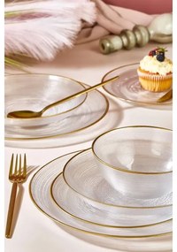 24 darabos étkészlet átlátszó/arany/üveg