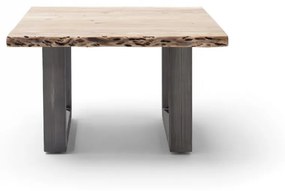 CARTAGENA dohányzó asztal akácfa 75x75cm - U alakú antikolt lábbal - Natúr
