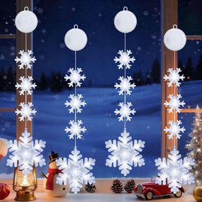 LED-es karácsonyi fényfüzér ablakra csillag tapadókorongokkal 4db-os szett