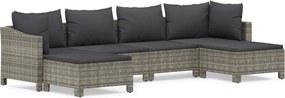 vidaXL 6 részes szürke polyrattan kerti ülőgarnitúra párnákkal