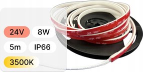 5mb Led Szalag 24V 8W 320 LEDs Cob IP66 3500K Ra>90 9,8x5,5