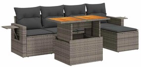 6 részes szürke polyrattan kerti ülőgarnitúra párnákkal