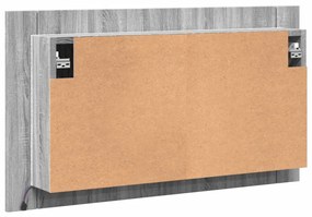 szürke sonoma akril LED-es tükrös fürdőszobaszekrény 80x12x45cm