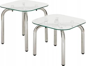 Dohányzóasztal Szett Modern Ezüst Üveg Asztallap A Nappaliba