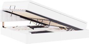 vidaXL Ágy tárolóval és matraccal Tiszta Fehér 200 x 200 cm Műbőr