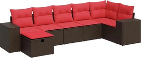 vidaXL 7 részes barna polyrattan kerti ülőgarnitúra párnákkal