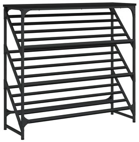 fekete szerelt fa cipőtartó 90x30x85 cm
