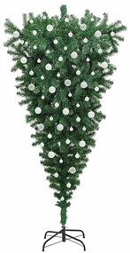 Függőlegesen álló műfenyő izzósorral és golyószettel 210 cm