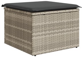 7 darabos kerti kanapékészlet párnákkal világosszürke poli rattan, 2 üléses kerti kanapé párnákkal világosszürke poli rattan