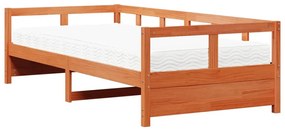 viaszbarna tömör fenyőfa kanapéágy matraccal 80 x 200 cm