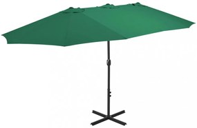 Zöld kültéri napernyő alumíniumrúddal 460 x 270 cm