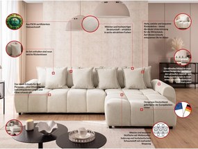 Bézs sarokkanapé (jobb oldali-heverő résszel) Albane – Ropez