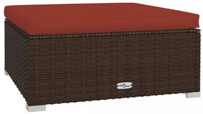 barna polyrattan kerti lábtartó párnával 70 x 70 x 30 cm
