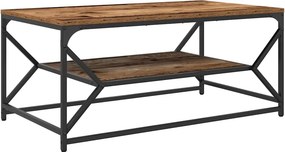 vidaXL Dohányzóasztal Öreg fa 90 x 50 x 40 cm Műszaki fa és acél