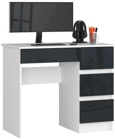 PC asztal Benicio II (fehér + fényes grafit) (J). Akció -18%. 1069644