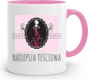 Rózsaszín Bögre Ajándék A Legjobb Anyósnak fényképes nyomattal