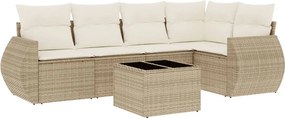 vidaXL 6 részes bézs polyrattan kerti ülőgarnitúra párnával