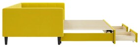 sárga kihúzható bársony heverő fiókkal 100 x 200 cm