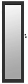 fekete falra szerelhető tükrös ékszerszekrény 30x8,5x106 cm