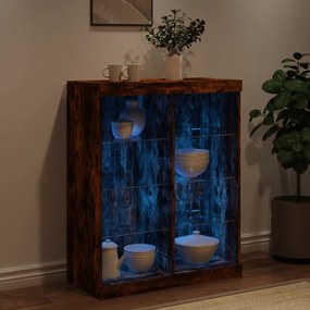 füstös tölgy színű tálalószekrény LED-ekkel 81 x 37 x 100 cm