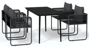 vidaXL 5 részes fekete kerti étkezőgarnitúra