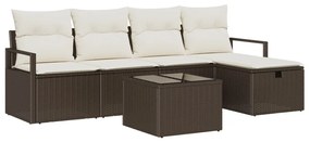 Kerti Kanapé Szett 6 pcs Barna és krémszínű 230 x 117 x 85 cm